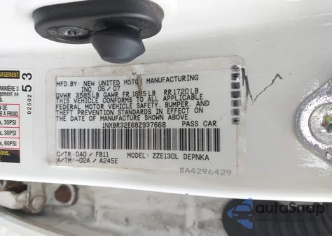 2008 Toyota Corolla Ce/Le/S z USA, uszkodzony, nr VIN 1NXBR32E68Z937668